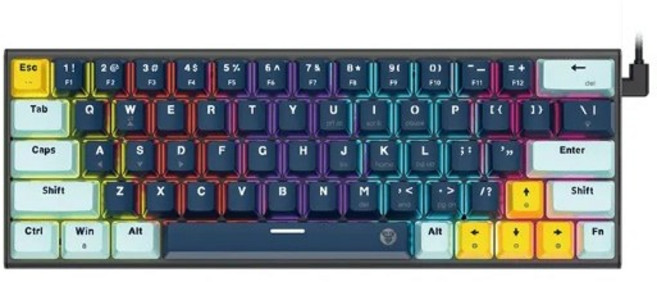 FANTECH ATOM63 MK874 60% 機械式鍵盤 RGB燈光 支援換軸, 海軍藍,青軸