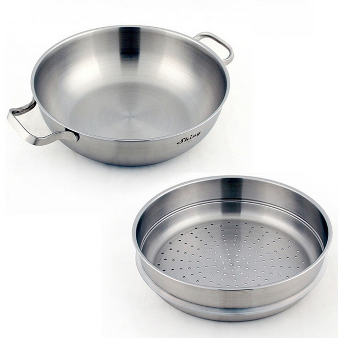 샤이니 스테인리스 통3중 파티웍팬 30cm 퀸센스, 1개