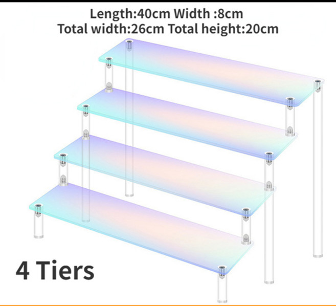 메달 걸이 무지개 빛깔 아크릴 디스플레이 라이저 스탠드 선반 컵케이크 향수 보석 장식 및 정리 피규어 수집품 1-5 층, 1개