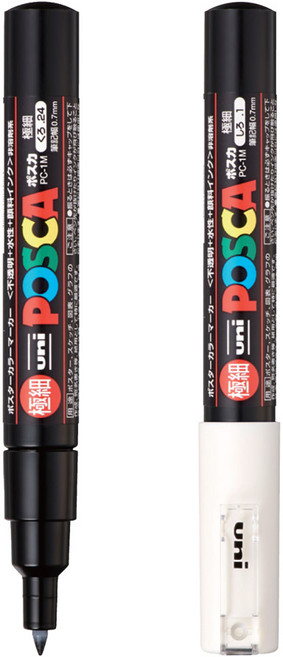 유니볼 포스카 PC-1M 0.7mm 1갑6개입/포스터컬러 펜, 블랙