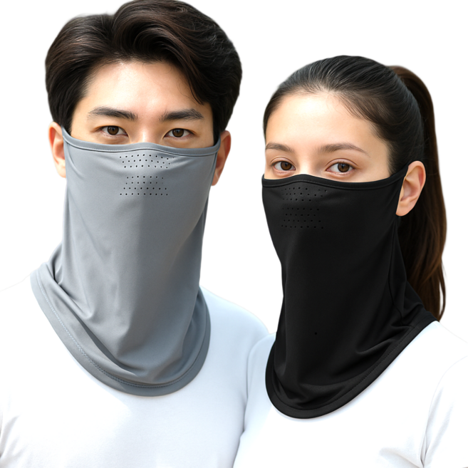 제이빛 골프 스포츠 자외선차단 쿨마스크 1+1, 딥그레이+다크블랙