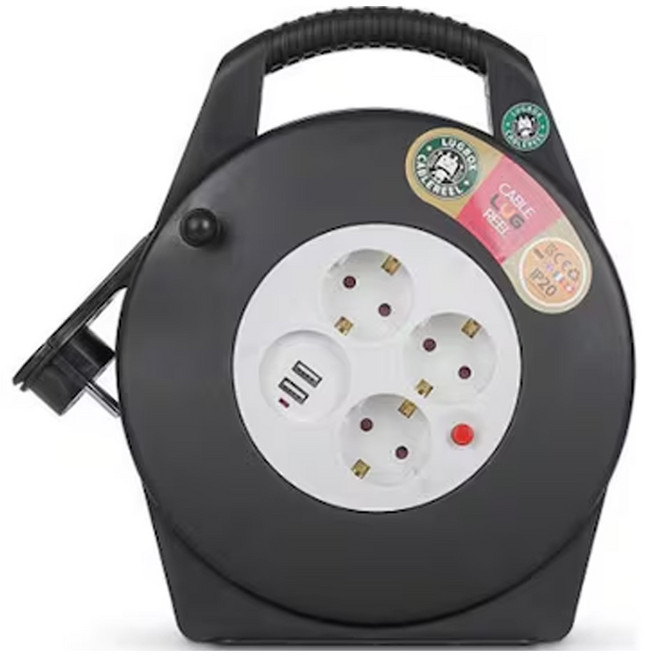 러그박스 USB 미니 전기 캠핑 차박 릴선 리드선 작업 연장선 작업선 10m 20m 30m 멀티탭, 06.3구 USB 슬림형 블랙, 1개