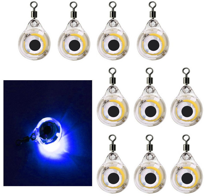 JK 피쉬 아이 수중 집어등 눈알 LED 10개입 갑오징어 호래기 갈치 문어 낚시 쭈꾸미 볼락, 1세트, blue, NL058. 피쉬 아이 블루
