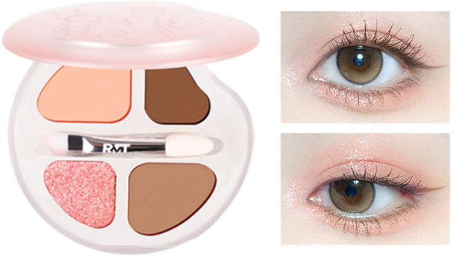 RMT 羅小曼四色臥蠶盤 粉嫩甜美眼影盤 高光提亮陰影綜合盤, 羅小曼四色臥蠶盤｜06甜蜜瓜, 1個