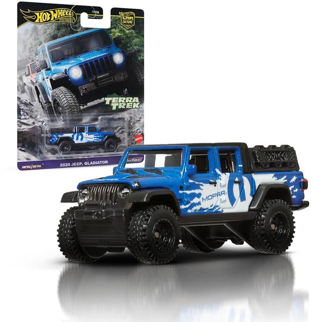 핫휠 미국매장정품+ HotWheels 프리미엄 자동차 문화 수집용 장난감 1 64 스케일 다이캐스트 미쓰비시 파제로 에볼루션 테라 트렉 차량 리얼 라이더 타이어 포함 17320, 2020 지프 글래디에이터