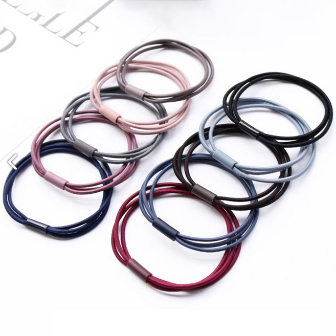 세줄 머리끈 100개 튼튼한 헤어 밴드 짱짱한 머리고무줄 대량