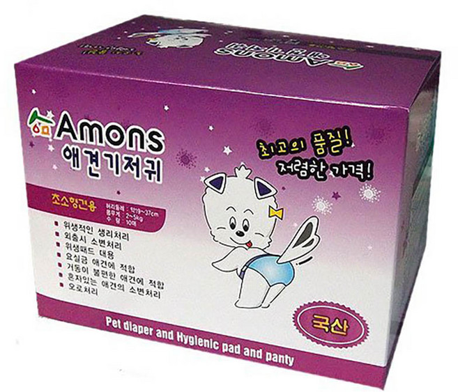 아몬스 아몬스[정품] 강아지기저귀 애견기저귀 암컷용기저귀(10매X10개)100매, 초소형, 10개입, 10개