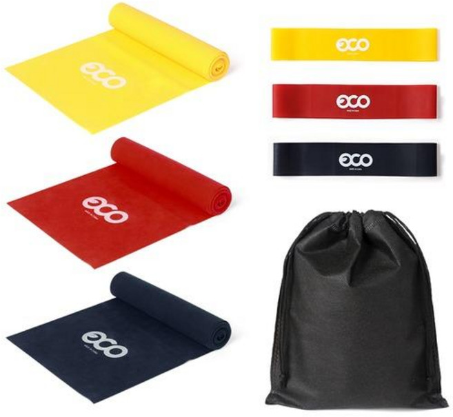 에코 라텍스밴드3단계+루프밴드3단계 세트+파우치, 레드+옐로우+네이비, 1개