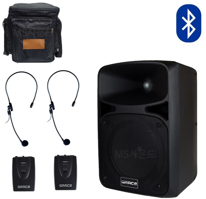 엔터그레인 MS-217 이동식앰프 200W 버스킹 행사용스피커 충전식 무선마이크 강의용, MS-217(헤드셋+헤드셋)