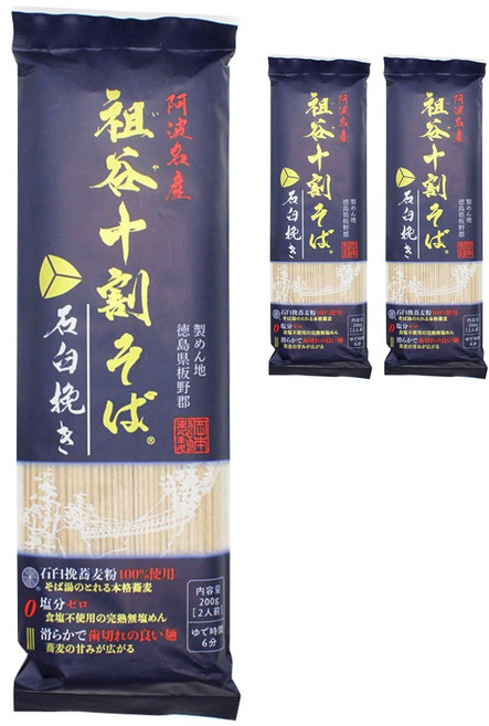 이야주와리소바 맷돌로 뽑은 아와나산 이야 주와리 소바, 3개, 200g