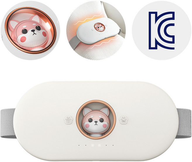 nimin 복부 배 온열 찜질기 마사지기 생리 찜질팩 온열 복대 배따뜻하게하는온열기 인형 여자 선물, 화이트