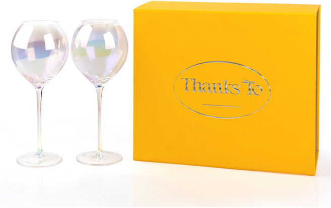 땡스투 고급 크리스탈 예쁜 와인잔 선물세트 펄 오로라, 2개, 530ml