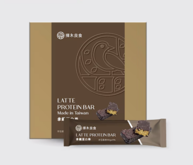擇木良食 拿鐵蛋白棒 高蛋白 輕卡 超低糖 高纖 全素, 2個, 180g