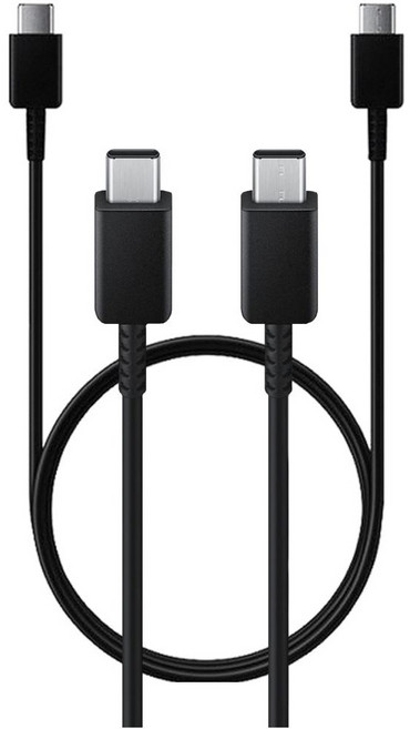 [아하] [1+1] 삼성 정품 PD 최대100W CtoC 45W 초고속충전 데이터통신케이블 스마트폰 갤럭시 태블릿 노트북, 2개, 블랙, 1m