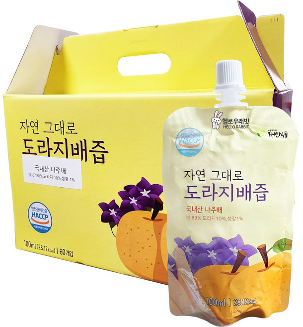 자연그대로 도라지배즙 스파우트, 100ml, 60개
