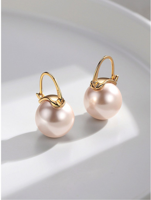 핑크 여성을위한 컬러 파티 925 VOBIPY 12 귀걸이 14mm 쥬얼리 925스털링실버 우정 패션 기념 선물 생일 특별한 실버 순은 진주 스털링 웨딩