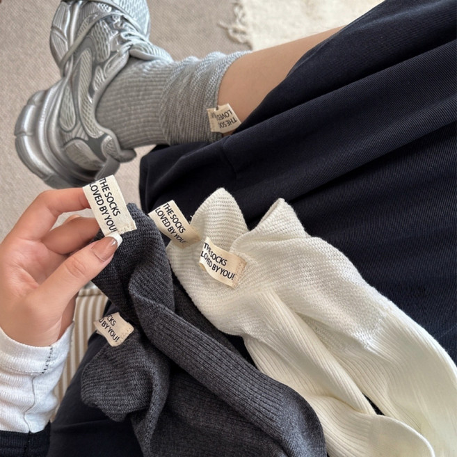 Banjiwu 여성 하트 겨울 양말 운동 중목 양말 장목 양말 중목 양말 패션 무압박 순면 양말 3족 세트