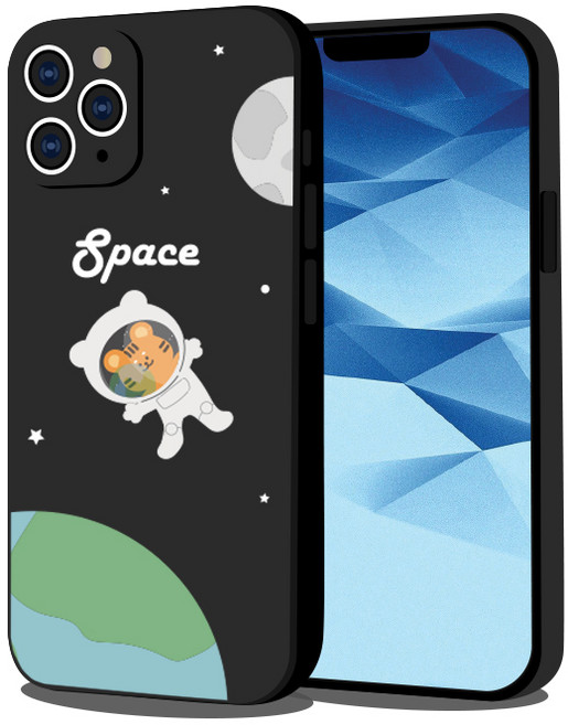 핫티몰 스페이스 별똥별 호랑이 동물 캐릭터 블랙 젤리 휴대폰 케이스