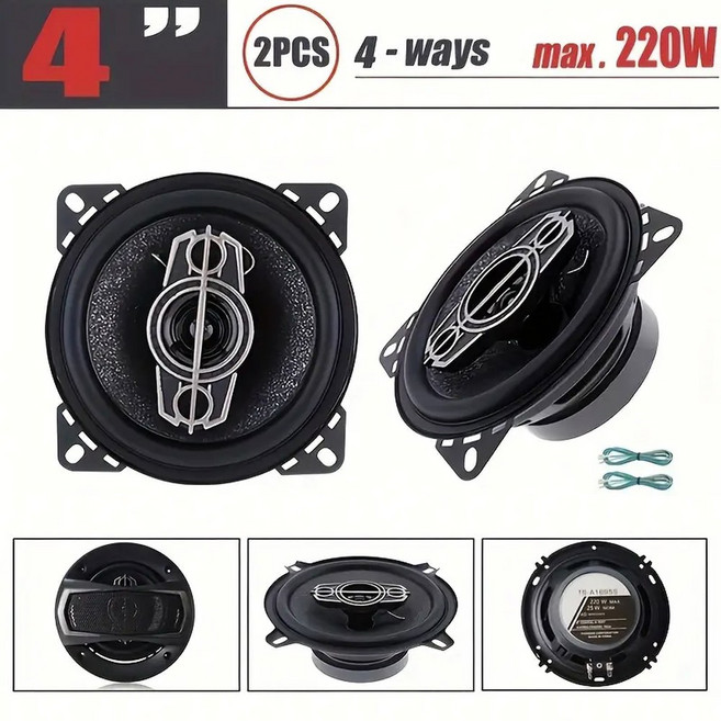 풀 스피커 자동차 440W 오디오 하이파이 음악 인치 개 2 레인지 문짝 주파수 차량용 동축 220W 4 스테레오, 4inch x 2pcs