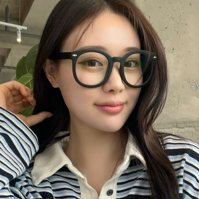 하루홀릭 국내생산 남녀공용 동그란 오버사이즈 시력보호 투명 뿔테 하드멀티코팅 블루라이트 차단 렌즈