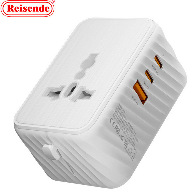 Reisende 全球通用轉換插座 雙USB-A雙TypeC充電口, 1個, 白色2U+1C(條紋麵), 白色, 2U+1C
