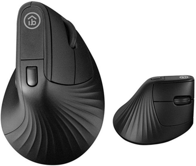 aibo 人體工學 2.4G 無線靜音滑鼠 - USB/Type-C 雙介面 三段DPI, 夜幕黑, LY-ENMSVE02