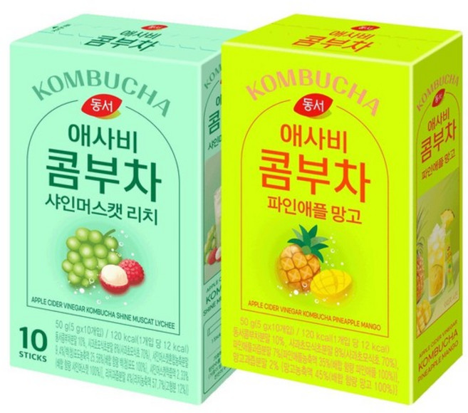 동서 애사비 콤부차 샤인머스캣리치 10T+파인애플망고10T, 없음, 5g
