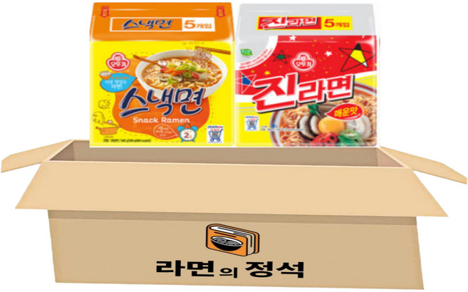 [라면의정석] 봉지 라면 세트 2종 (스낵면 5입 +진라면매운맛 5입) 인기라면4종(스진), 1세트