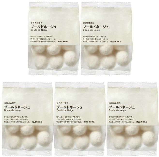 일본 무인양품 양과자 불드네쥬 스노우볼쿠키, 85g, 5개