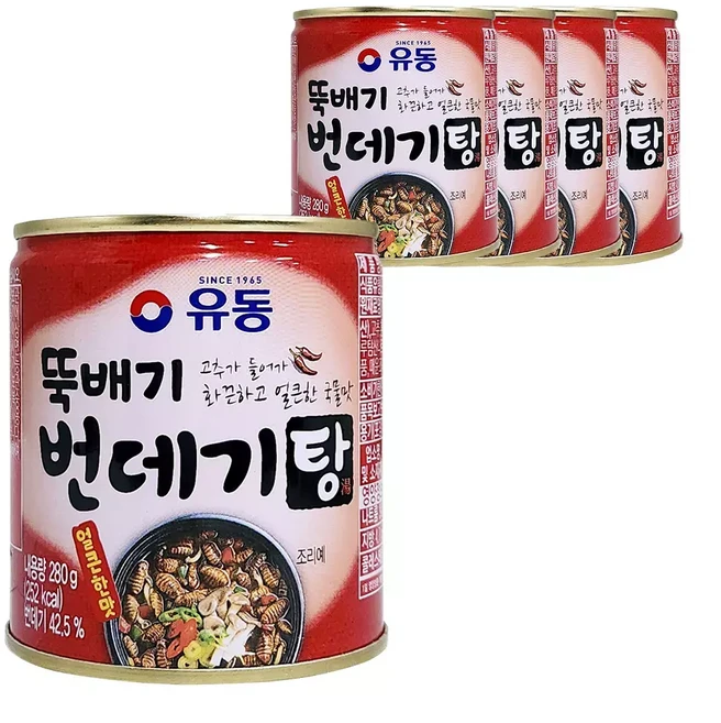 유동 뚝배기 번데기탕 얼큰한맛 280g 5개