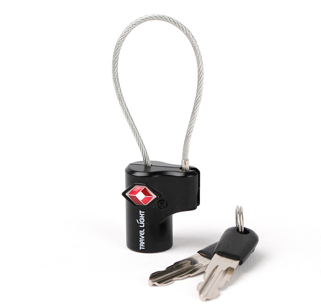트래블라이트 TSA인증 미니 키자물쇠 070. 열쇠2개포함 와이어락 케이블락 여행가방잠금장치 해외여행용품