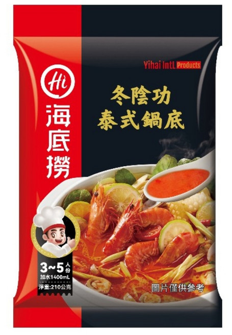 海底撈 冬陰功泰式鍋底 - 濃郁酸辣火鍋湯底 多種香料熬製 簡易方便 道地泰式風味 家庭聚餐首選, 1包, 210g