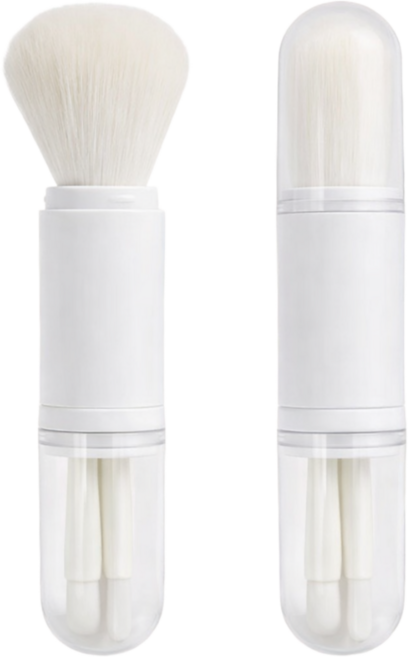 러슈브 휴대용 컴팩트 올인원 메이크업 브러쉬, 1개, 화이트