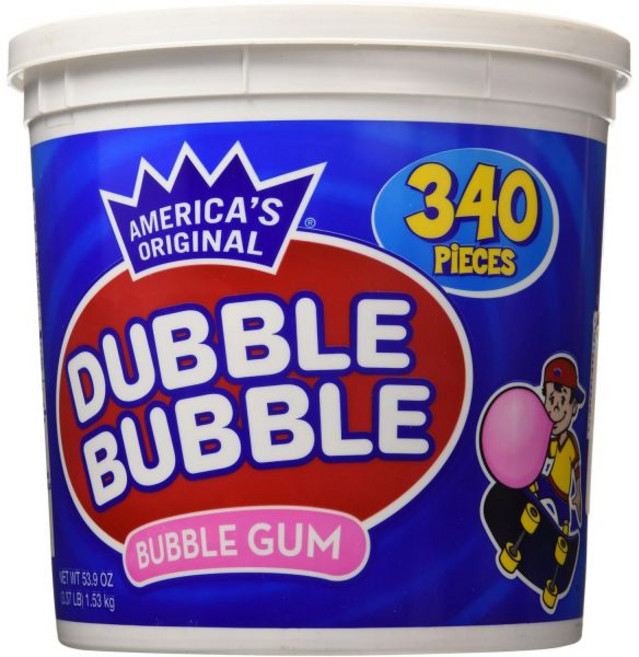 미국 원조 더블 버블 버블껌 476온스 가치통 300개 개별 포장, 1.53kg, 1