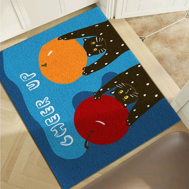 현관매트 문앞 입구 바닥매트 블랙 고양이 베란다 현관 주방, B. 치얼업 가로타입, 1개