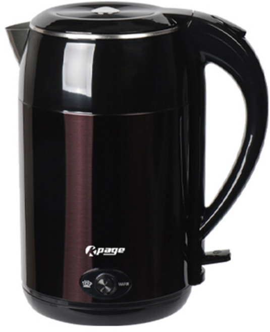 케이페이지 전기포트 이중단열 보온 무선커피포트 소형 올스텐 미니, 브라운골드