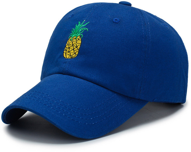 DFMEI 야구 모자.Baseball cap.-- 파인애플 야구 모자 봄여름 야외 선캡 자수 캡 캐주얼 선샤인모자, 4363169074520 DFMEI.블루, 1개