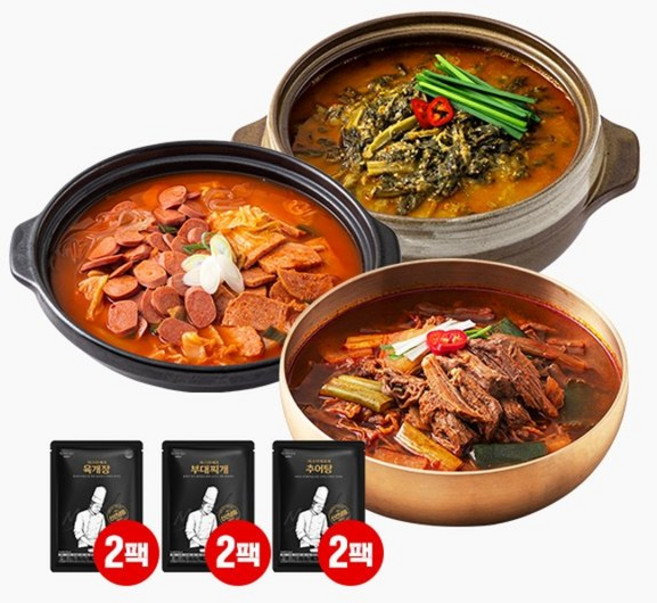 미스타셰프 6팩 모음 / 육개장2팩/부대찌개2팩/추어탕2팩, 없음