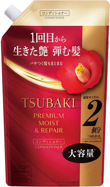 [일본정품]츠바키 프리미엄 모이스트 리페어 컨디셔너 리필용 600ml 4550516486400, 1개
