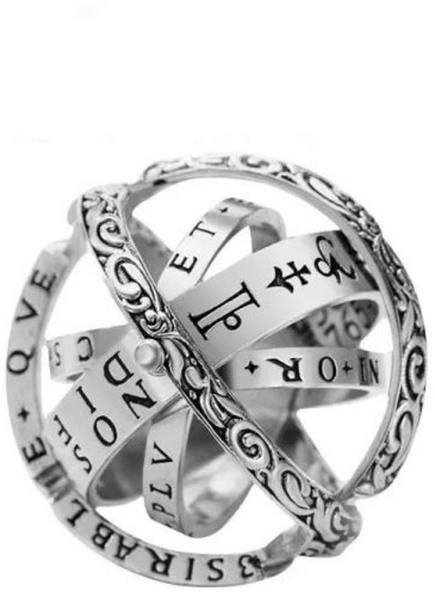 메탈 호신용 너클 자기방어 휴대용 보호기기메탈 보호기기 여성을위한 EDC 빈티지 천문 공 반지 남성 크리 에이 티브 복잡한 회전 우주 손가락 보석 야외 자기 방어 도구, 9)Gold Ring - 사이즈 7