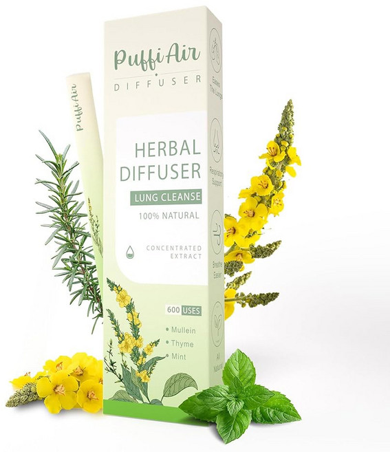 멀라인 타임 민트 추출물로 업그레이드된 허브 디퓨저로 폐를 정화하고 호흡과 구강 공기 상쾌함을 개선합니다 - 스틱 3개 팩 1개, Green, 1 Sticks (Pack of 1)