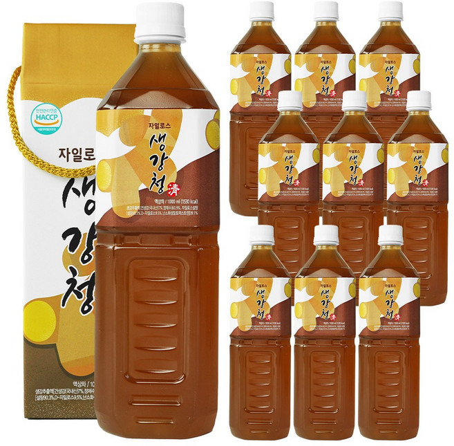 [무설탕] 문경 명품 자일로스 생강즙 생강차 선물세트, 1세트, 10개입, 1L