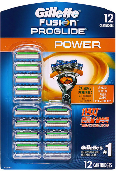 질레트 퓨전 프로글라이드 파워 면도날 12입, 1세트