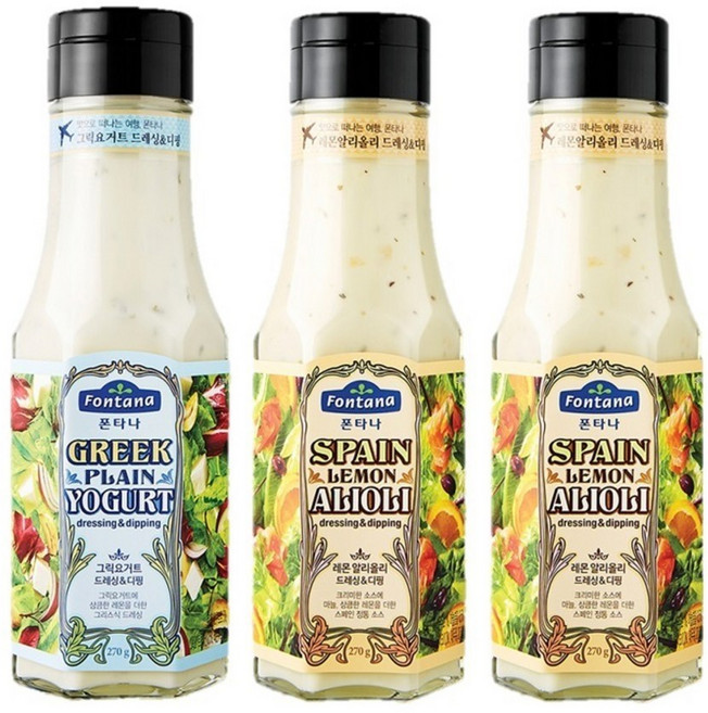 폰타나 스페인 레몬 알리올리 드레싱 270g x 2p + 그릭 플레인 요거트 드레싱 270g, 5세트