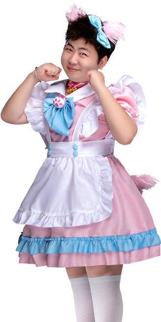 빅사이즈 핑크 메이드복 여장 졸업사진 남자 코스프레의상