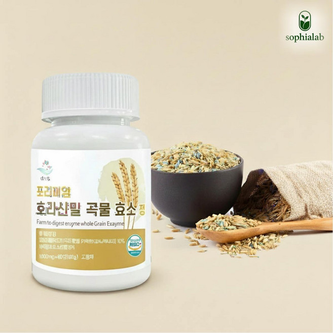 소피아랩 프리미엄 호라산밀 곡물발효 소화효소 복합정 1000mg 60정 5개