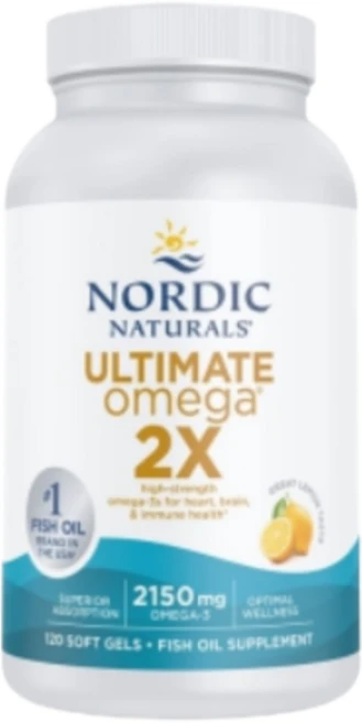 Nordic Naturals Ultimate Omega 2X Lemon 노르딕네츄럴스 2배 얼티메이트 오메가3 1075mg EPA DHA 함유 레몬 맛 120정, 1개 - 쿠팡