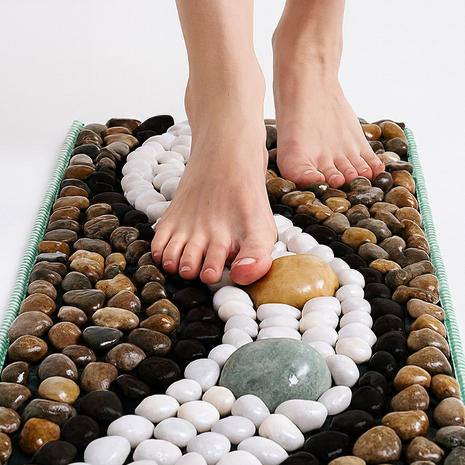 휴담길 발바닥 돌지압 발지압 돌매트 지압매트, 자갈색, 1개
