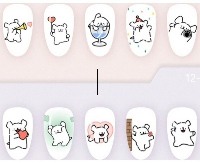 線條小狗 穿戴甲 版圖 XS L 短方圓 參考請看賣場, 1個, L透白,1
