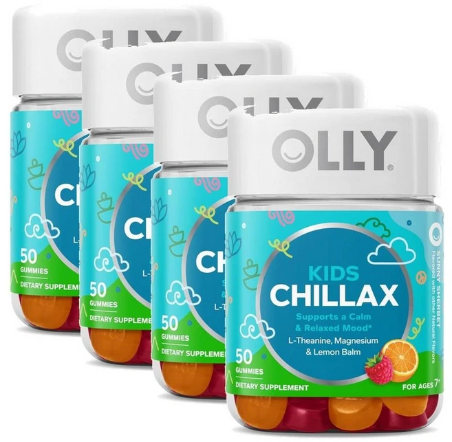 올리 키즈 칠락스 마그네슘 구미 젤리 엘테아닌 레몬밤 샤베트맛 OLLY Kids Chillax Gummy, 50정, 4개 - 쿠팡